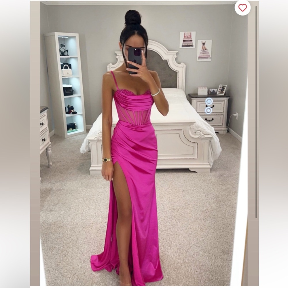 Pink corset top, silk type of material